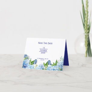 Elegant Blue Floral Wedding Announcement