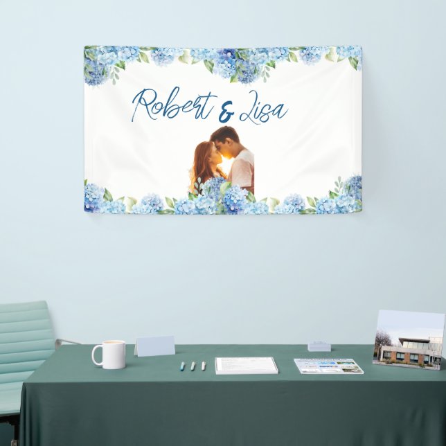 Elegant Blue Floral Wedding  Banner (Tradeshow)