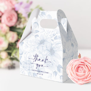 Elegant Blue Floral Wedding Favour Box