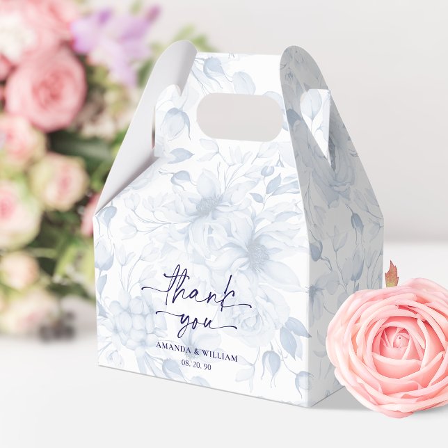 Elegant Blue Floral Wedding Favour Box (Creator Uploaded)