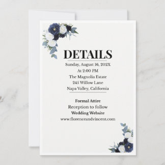 Elegant Blue Floral Wedding Invitation