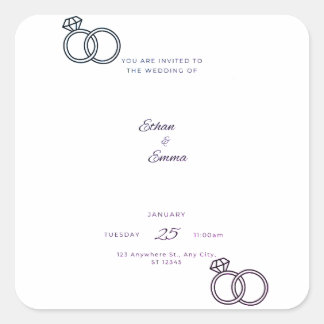 Elegant Blue Floral Wedding Invitation Stickers