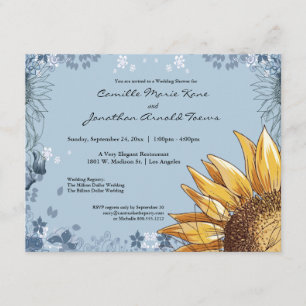 Elegant Blue Floral Wedding Shower Invite
