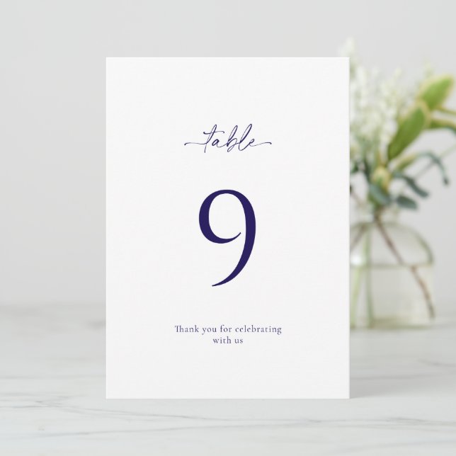 Elegant Blue Floral Wedding Table Number Card (Standing Front)
