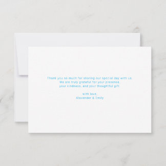 Elegant Blue Floral Wedding Thank You Card