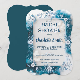 Elegant Blue Flower chinoiserie bridal shower Save The Date