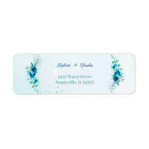 Elegant Blue Flower Customized Return Address