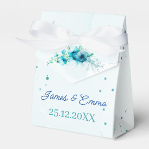 Elegant Blue Flower Customized Wedding Favor Box