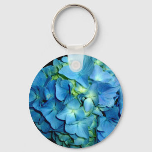 Elegant blue flower floral hydrangea keychain