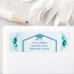 Elegant Blue Flower Personalized Return Address