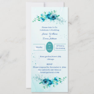 Elegant  Blue Flower Wedding Invitation