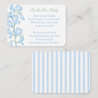 Elegant Blue Flowers Baby Boy Shower Bring A Book