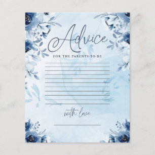 Elegant Blue Flowers Boy Baby Shower Advice Game
