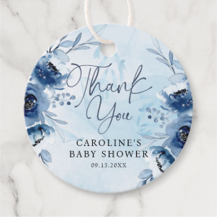 Elegant Blue Flowers Boy Baby Shower  Favour Tags