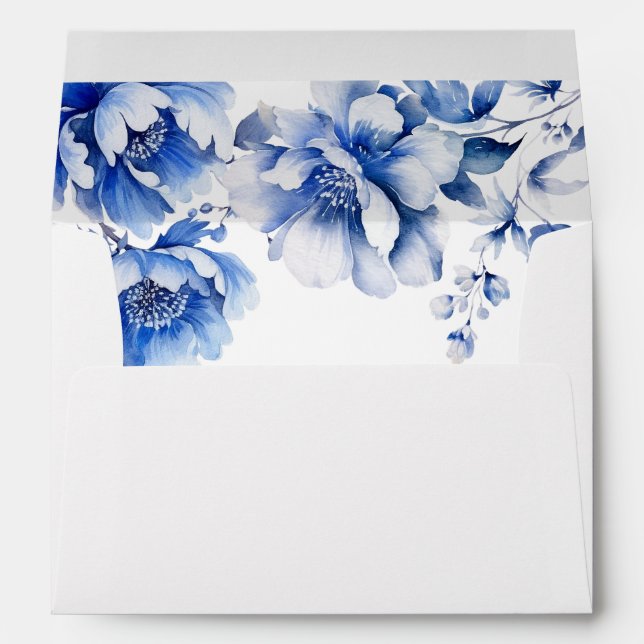 Elegant blue flowers envelope (Back (Bottom))