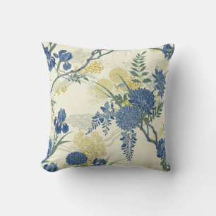 Elegant blue flowers pillows-vintage floral throw pillow