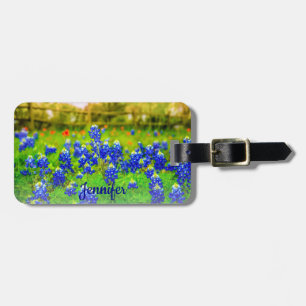 Elegant Blue Flowers Texas Bluebonnets Modern Luggage Tag