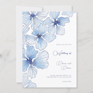 Elegant Blue Flowers Wedding  Invitation