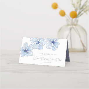 Elegant Blue Flowers Wedding Place Card