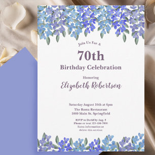 Elegant Blue Flowers Women's 70th Birthday  Invitation