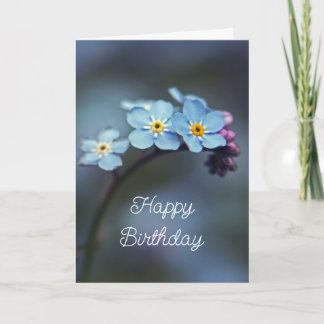 Elegant Blue Forget-me-nots Flowers Happy Birthday Card
