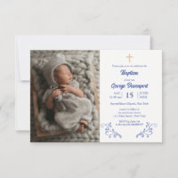 Elegant Blue french Baptism Religious