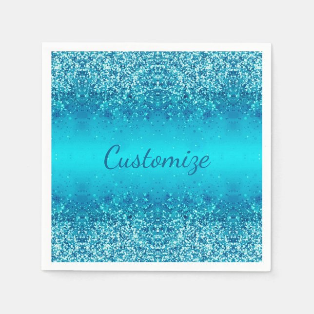 Elegant Blue Frost Sparkle Napkins (Front)