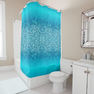 Elegant Blue Frost Sparkle Shower Curtain