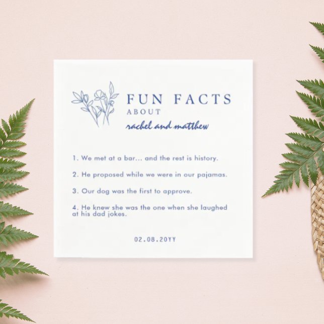 Elegant Blue Fun Facts Template Wedding Napkins (Creator Uploaded)