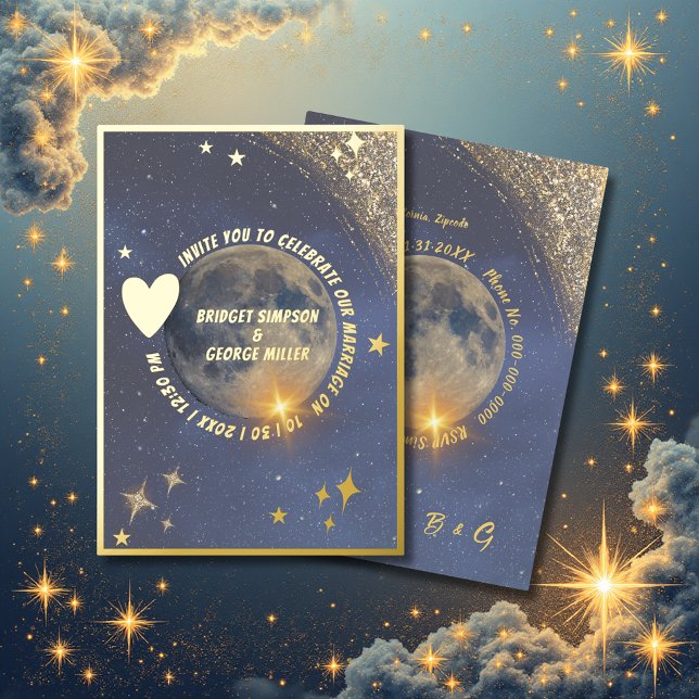 elegant blue galaxy celestial moon wedding gold  (Creator Uploaded)