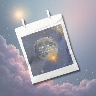 elegant blue galaxy celestial sky wedding favour bag