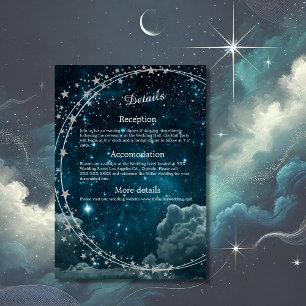 elegant blue galaxy sky wedding enclosure card
