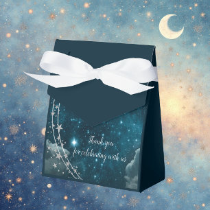 elegant blue galaxy sky wedding favor box