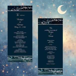 elegant blue galaxy sky wedding program
