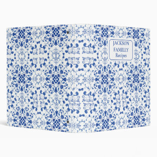 Elegant Blue Geometric Recipe Binder