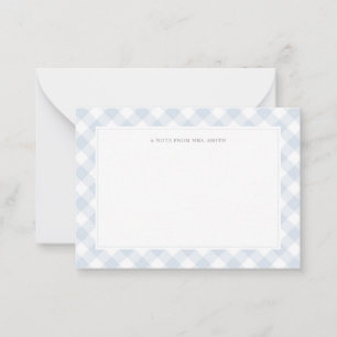 Elegant Blue Gingham Plaid Teacher Card