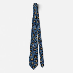 Elegant Blue Glitter Black Gold Leopard Print Tie