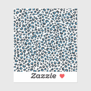 Elegant Blue Glitter Black Leopard Animal Print