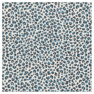 Elegant Blue Glitter Black Leopard Animal Print Fabric