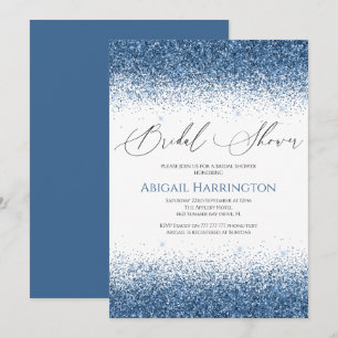 Elegant Blue Glitter Bridal Shower Invitation