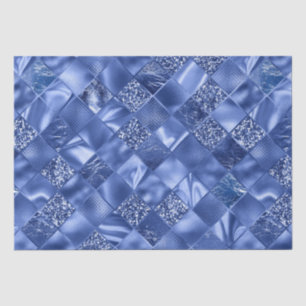 Elegant Blue Glitter Diamond Lattice Pattern Tissue Paper
