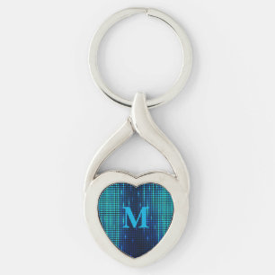 Elegant Blue Glitter Monogram Keychain