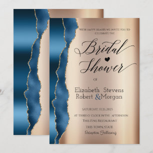 Elegant Blue Glitter Script Bridal Shower Invitation