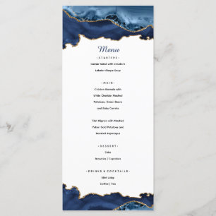 Elegant Blue & Gold Agate Menu
