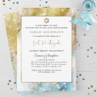 Elegant Blue Gold and Silver Celestial Bat Mitzvah