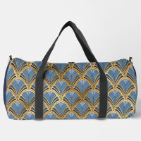 Elegant Blue Gold Art Deco Vintage Pattern
