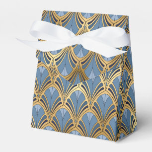 Elegant Blue Gold Art Deco Vintage Pattern Favor Box