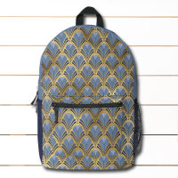 Elegant Blue Gold Art Deco Vintage Pattern