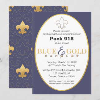 Elegant Blue & Gold Banquet Invitation