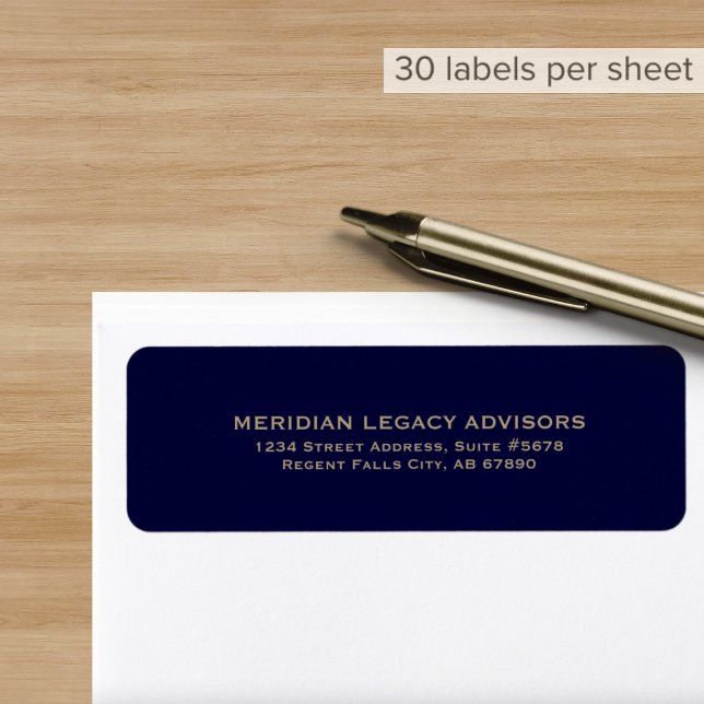Élégant Blue Gold Business Return Adresse Label (Créateur téléchargé)